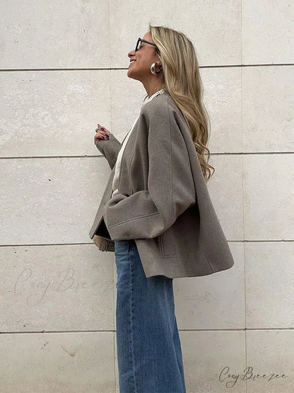 V-Neck Single Breasted Wool Coat coats-241228