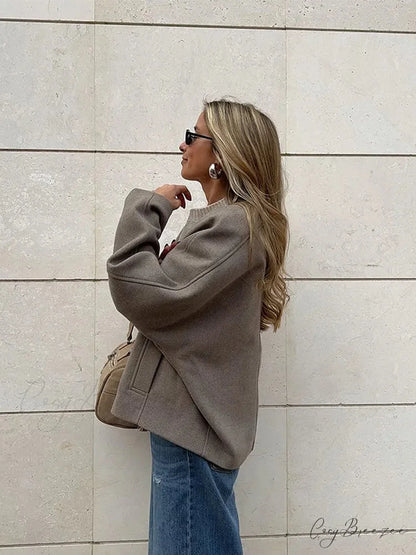 V-Neck Single Breasted Wool Coat coats-241228