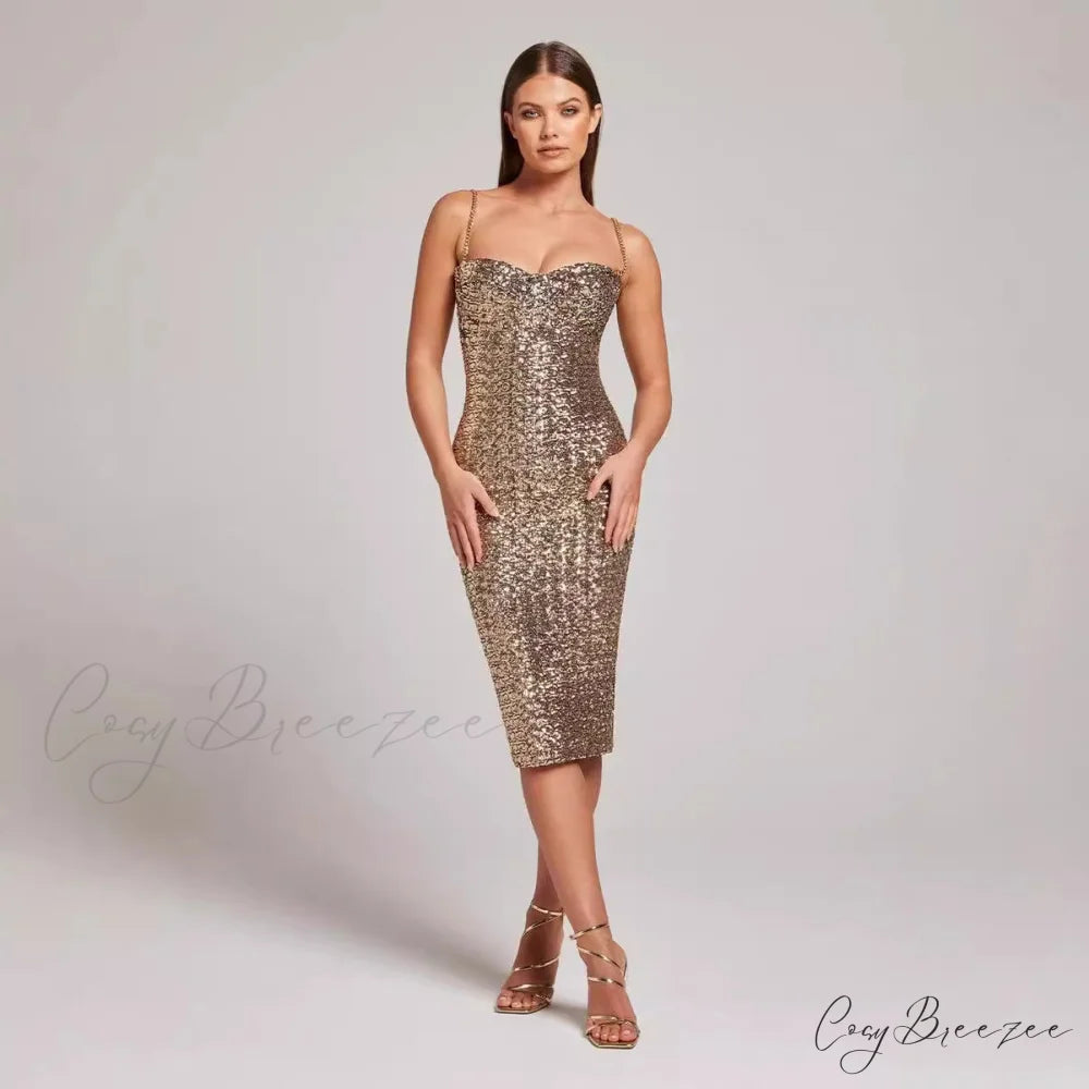 V-Neck Sleeveless Midi Formal Dress promdress-250223