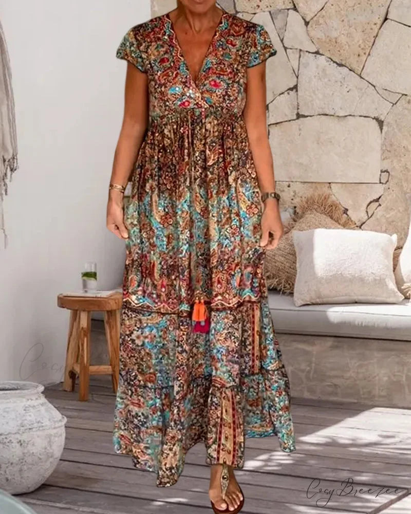 V-neck summer dress with print
