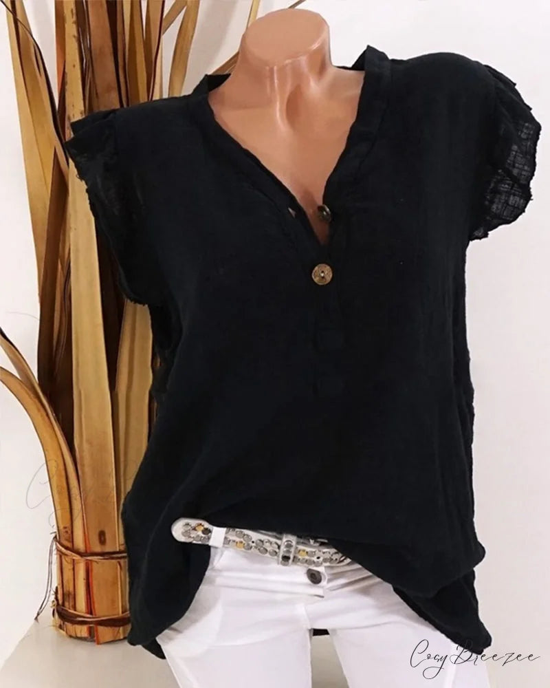V-neck top Black / S