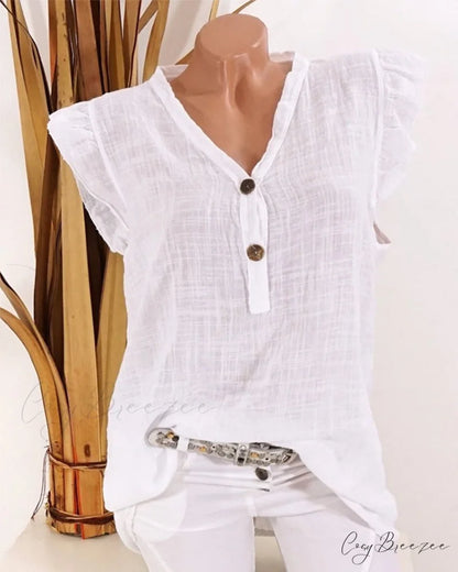 V-neck top White / S
