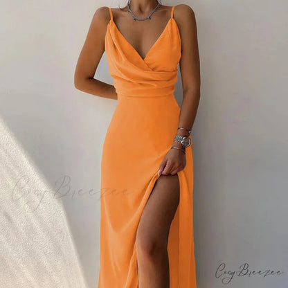 V Warm-Season Gown Sleeveless Design for Party Elegant Neck Women Style 1 / S