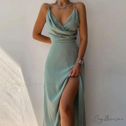 V Warm-Season Gown Sleeveless Design for Party Elegant Neck Women Style 3 / S