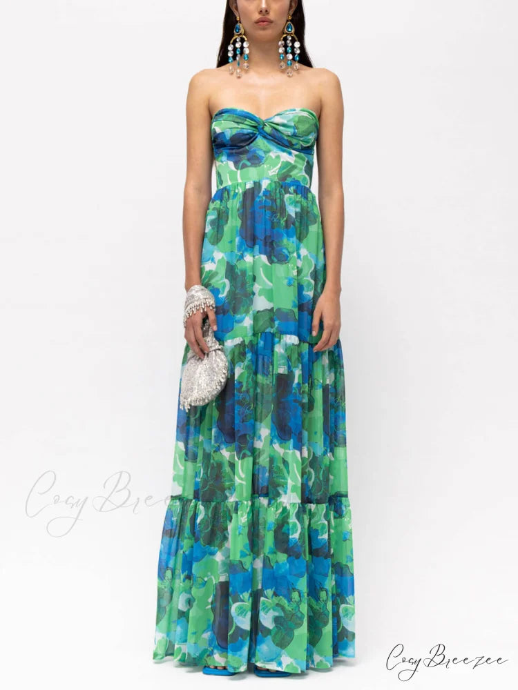 Vacation Casual Printed Charming Wrap-Around Maxi Dress