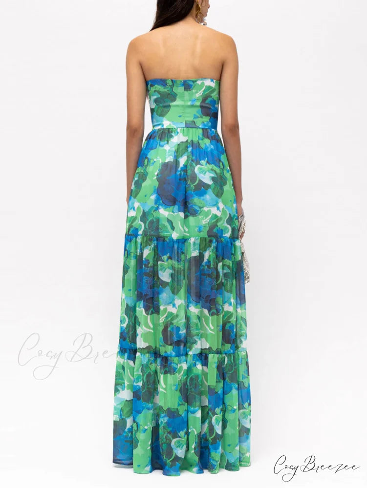 Vacation Casual Printed Charming Wrap-Around Maxi Dress