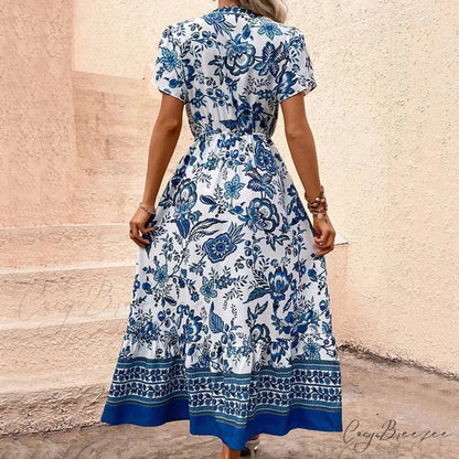 Vacation Style Floral Print Dress oldfloraldress-250126