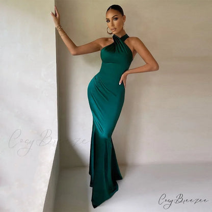 Valentina Formal Stylish Corset Mermaid Dress dark green / S