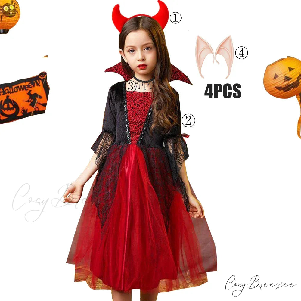 Vampire Devil Disguise Party Boys Kid Costumes 2T(100) / C Vampire Girl Set2