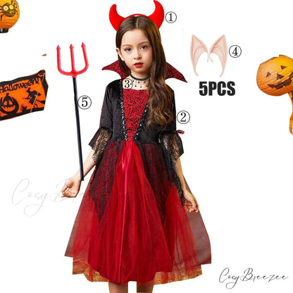 Vampire Devil Disguise Party Boys Kid Costumes 2T(100) / D Vampire Girl Set3