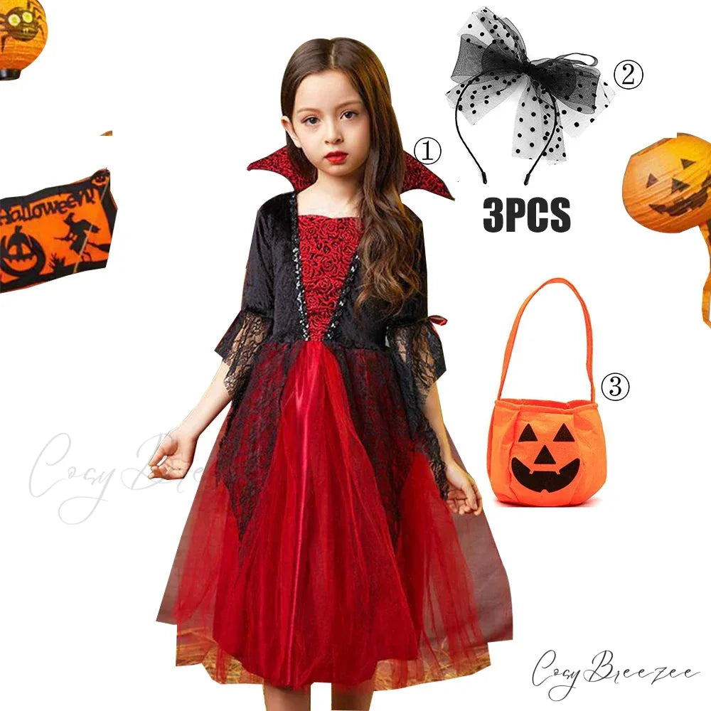 Vampire Devil Disguise Party Boys Kid Costumes 2T(100) / E Vampire Girl Set4
