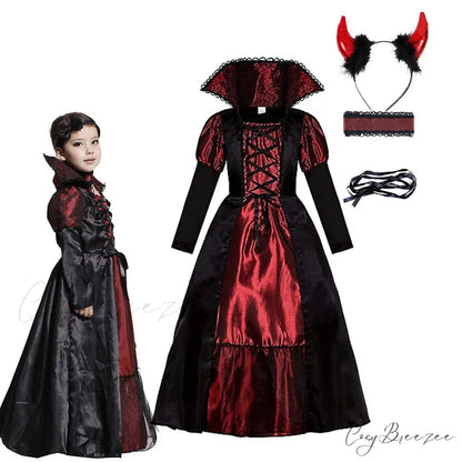 Vampire Dress Halloween Party Kid Costumes M(4-5Y) / B Vampire Set1