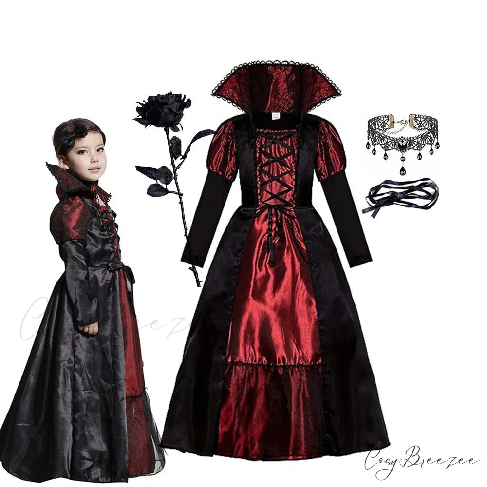 Vampire Dress Halloween Party Kid Costumes M(4-5Y) / C Vampire Set2