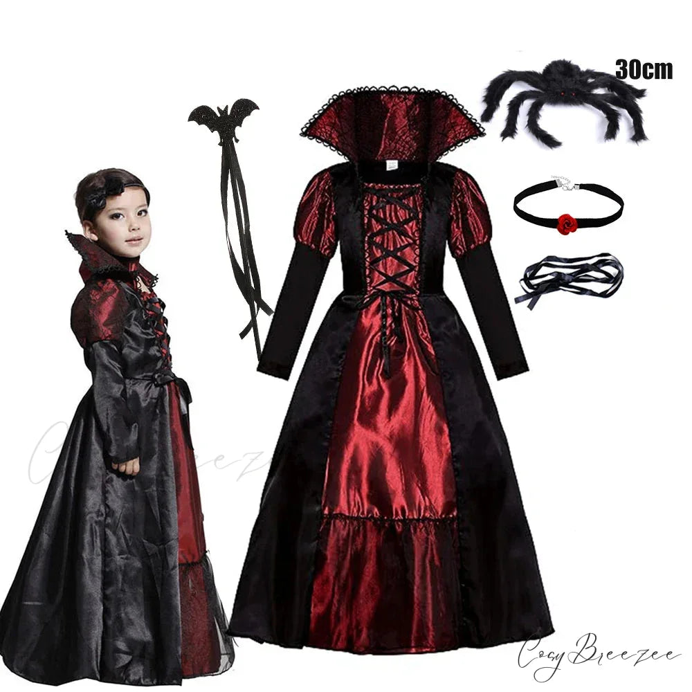 Vampire Dress Halloween Party Kid Costumes M(4-5Y) / D Vampire Set3