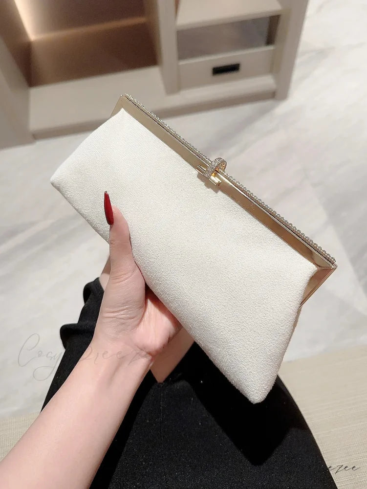 Velvet Fish Hook Rhinestone Decorated Evening Clutch Party Wedding Bag clutchbag-250126