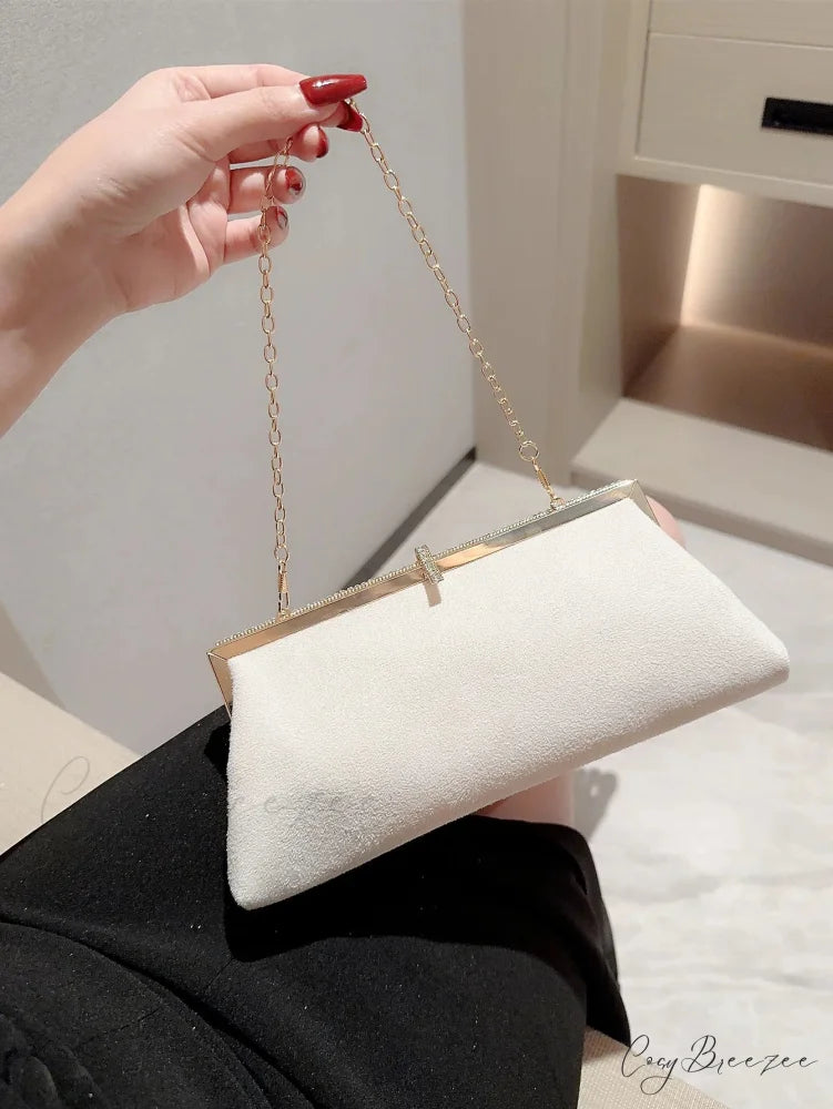 Velvet Fish Hook Rhinestone Decorated Evening Clutch Party Wedding Bag clutchbag-250126