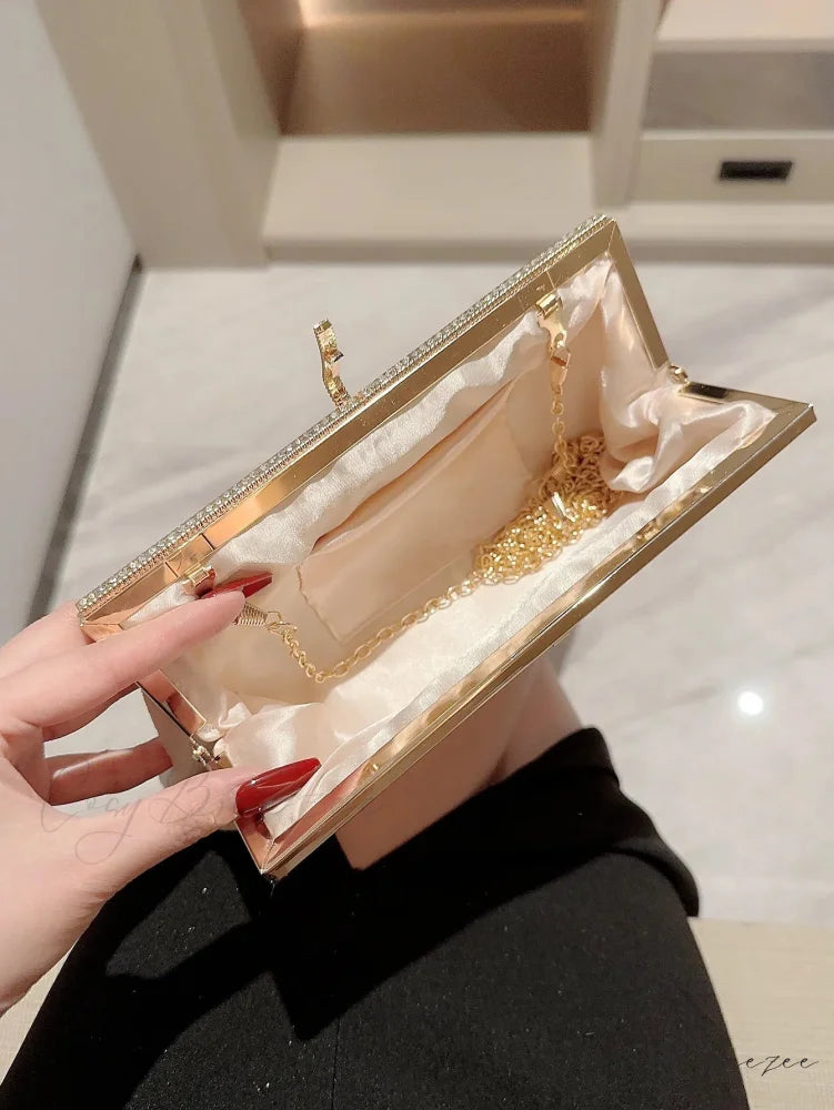 Velvet Fish Hook Rhinestone Decorated Evening Clutch Party Wedding Bag clutchbag-250126