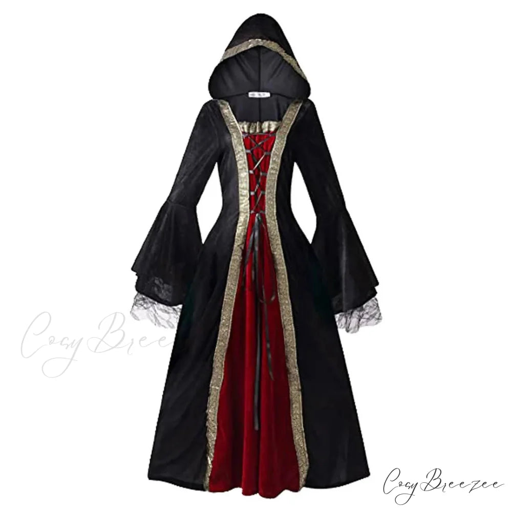 Velvet Medieval Victorian Cosplay Retro Gown Fancy Long Dress Red / S