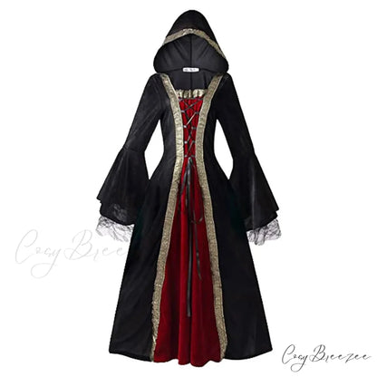 Velvet Medieval Victorian Cosplay Retro Gown Fancy Long Dress Red / S