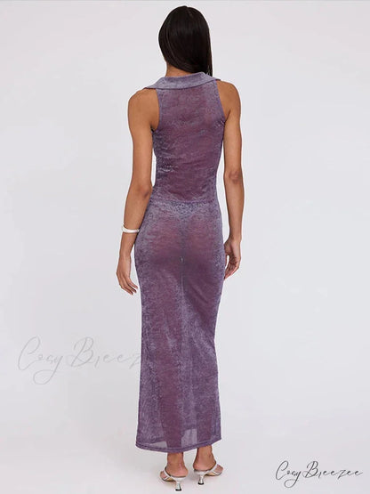 Velvet Perspective Turn-Down Collar Vacation Dress vacationdress-250223
