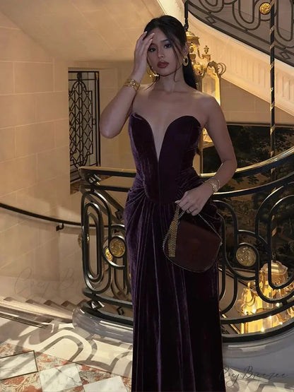 Velvet Pleated High Waist Party Dress