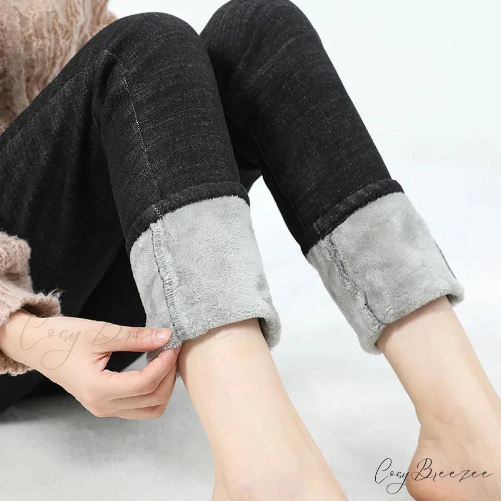 Velvet Warm Skinny Pencil Thickened High Waist Casual Slim Denim Jean