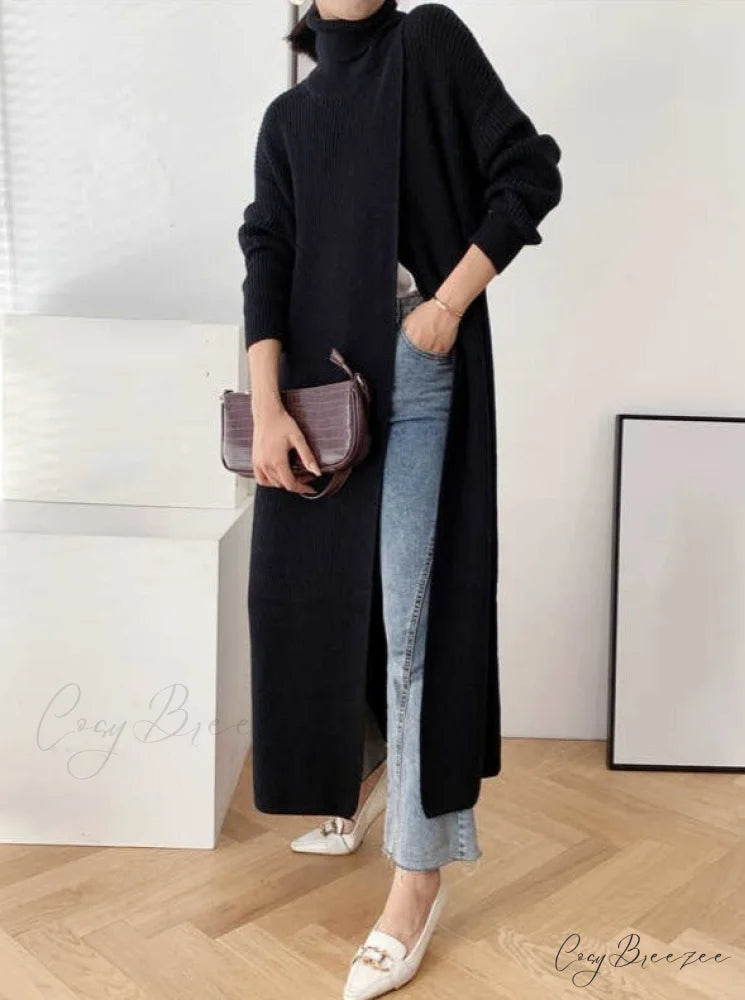 VERA LONG KNIT TOP - Black One Size / Black