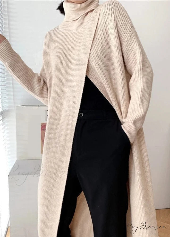 VERA LONG KNIT TOP - Black One Size / Apricot