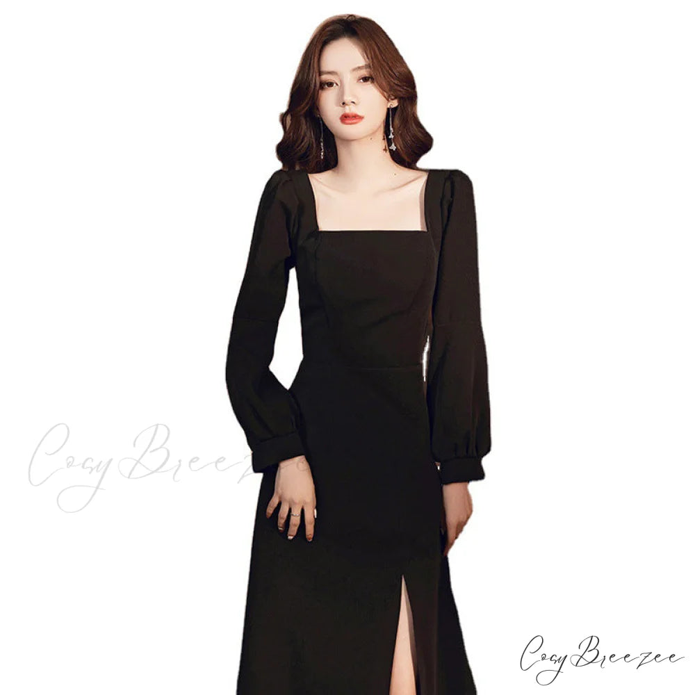 Veronica Front Slit Charming Crepe Formal Dress