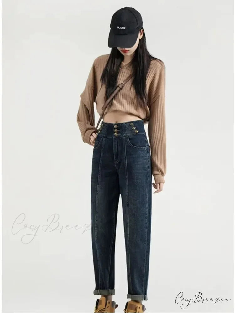Versatile Light Color Thickened New Long Straight Art Natural Waist Fashion Jean