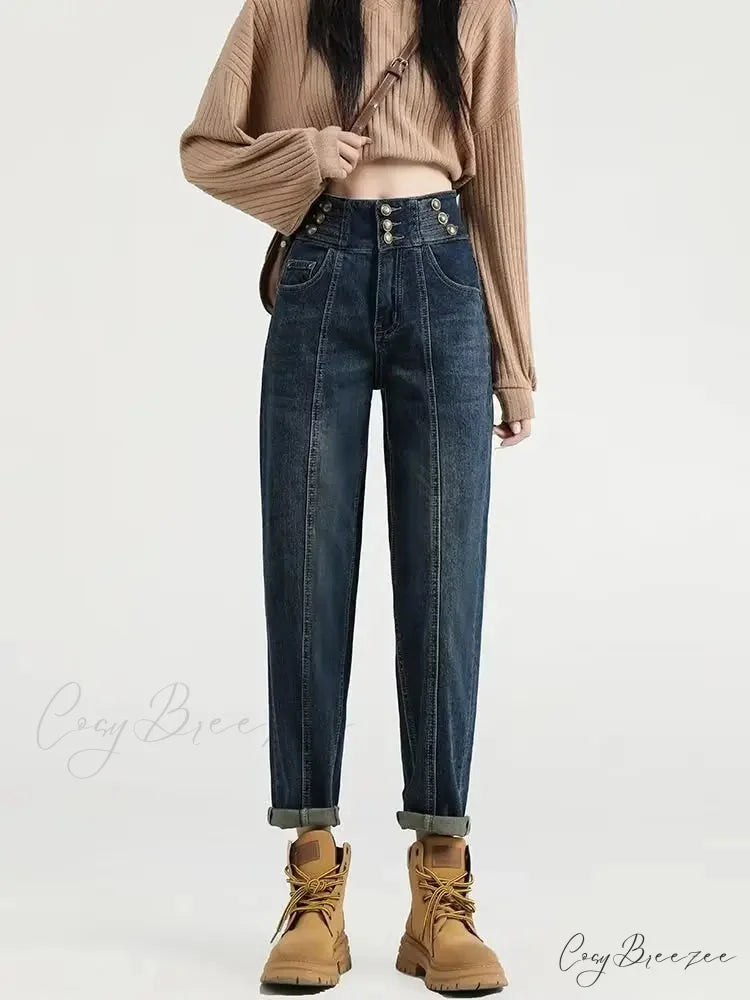 Versatile Light Color Thickened New Long Straight Art Natural Waist Fashion Jean