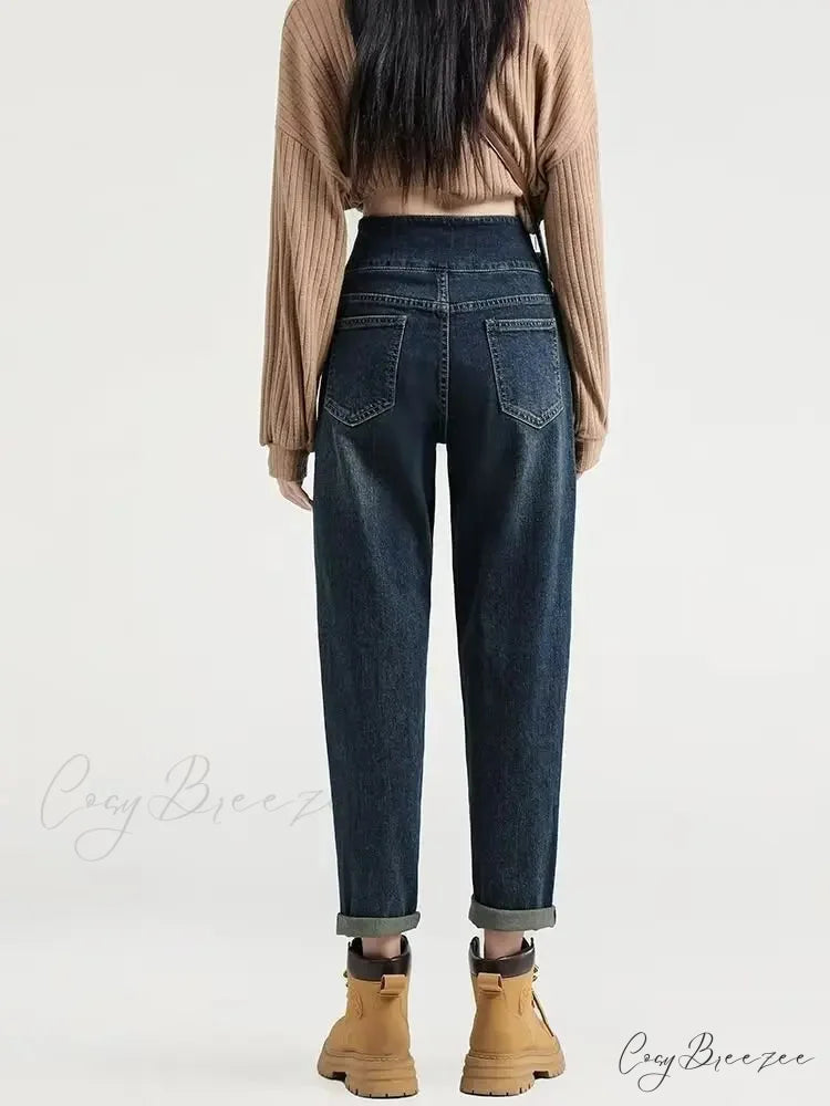 Versatile Light Color Thickened New Long Straight Art Natural Waist Fashion Jean