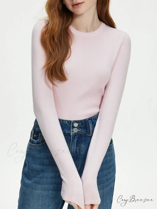 Versatile Round Neck Knitted Sweater swraters-241228