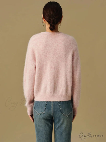Versatile Round Neck Winter Knitted Cardigan for Women cardiagn-250126