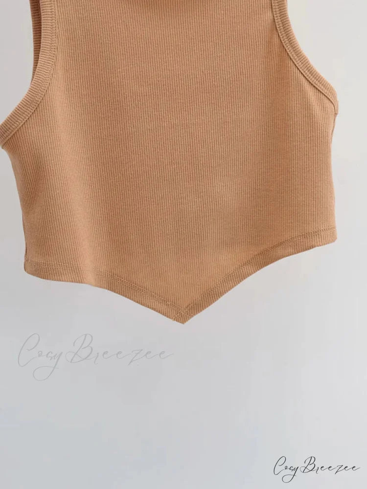 vest round inverted mini triangle Women’s sleeveless neck top