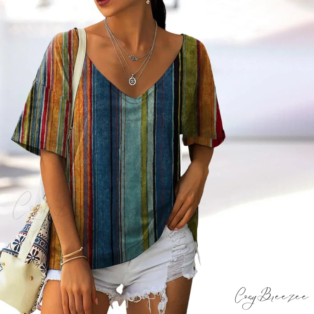 Vibrant Striped in Tee Retro Colors Multicolor / S
