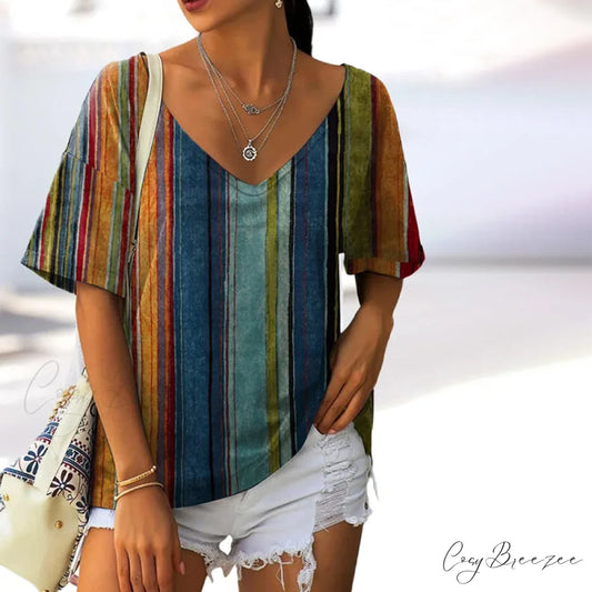 Vibrant Striped in Tee Retro Colors Multicolor / S