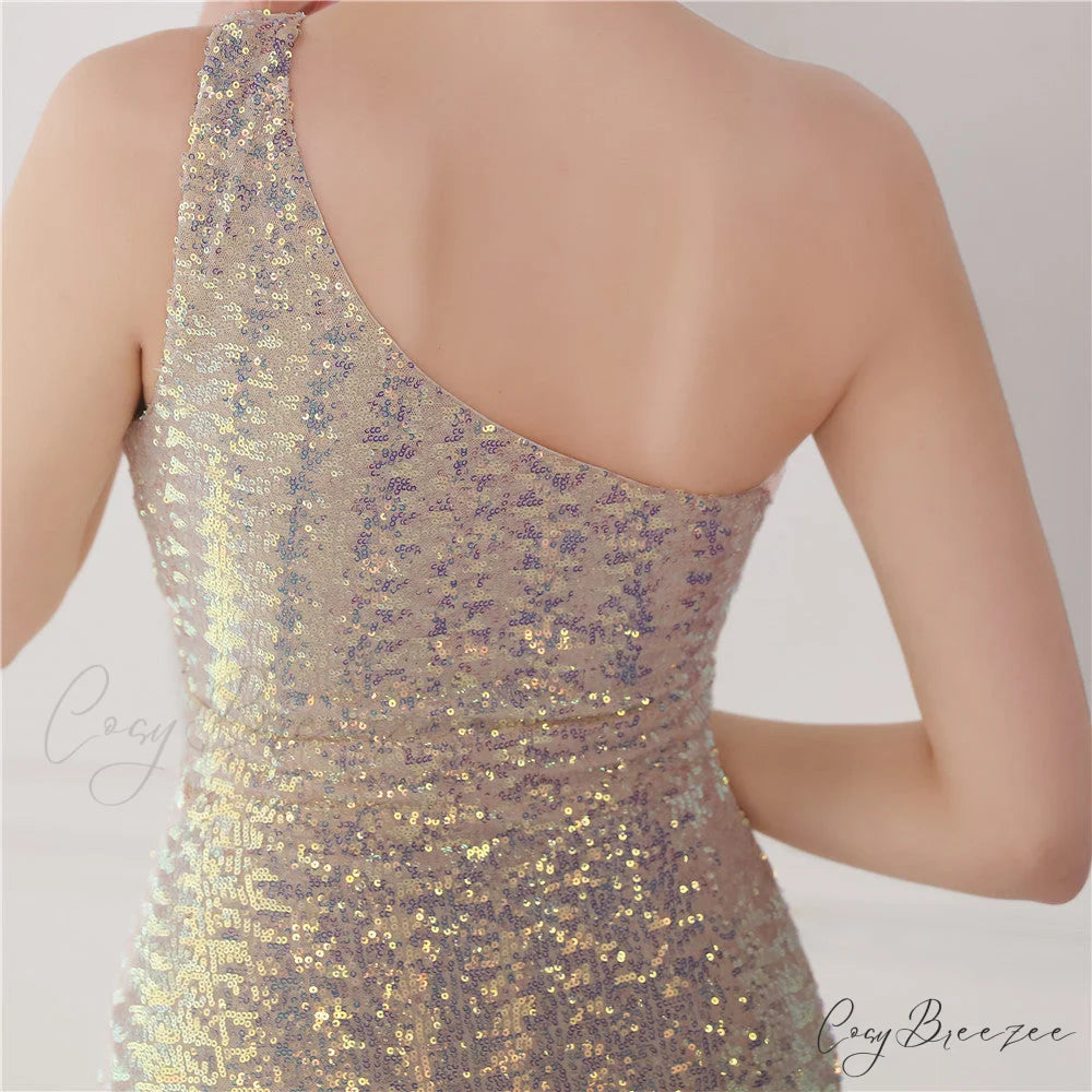 Victoria Formal One-Shoulder Charming Sequined Fishtail Dress