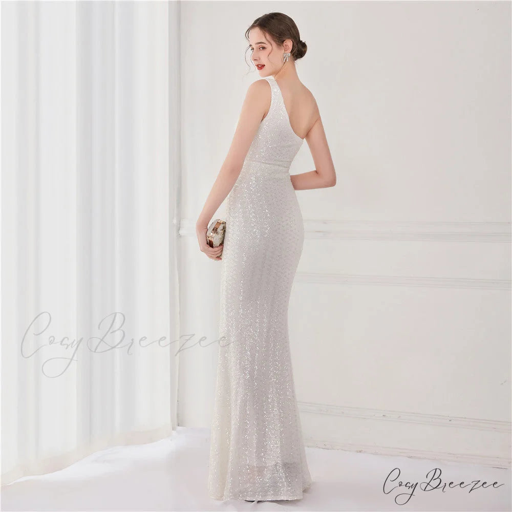 Victoria Formal One-Shoulder Charming Sequined Fishtail Dress