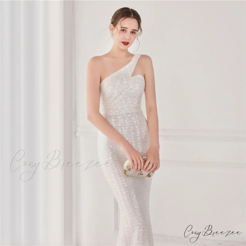 Victoria Formal One-Shoulder Charming Sequined Fishtail Dress