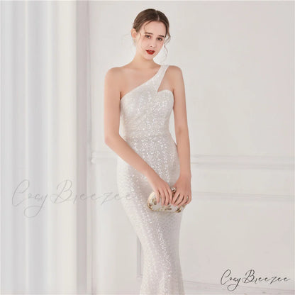 Victoria Formal One-Shoulder Charming Sequined Fishtail Dress