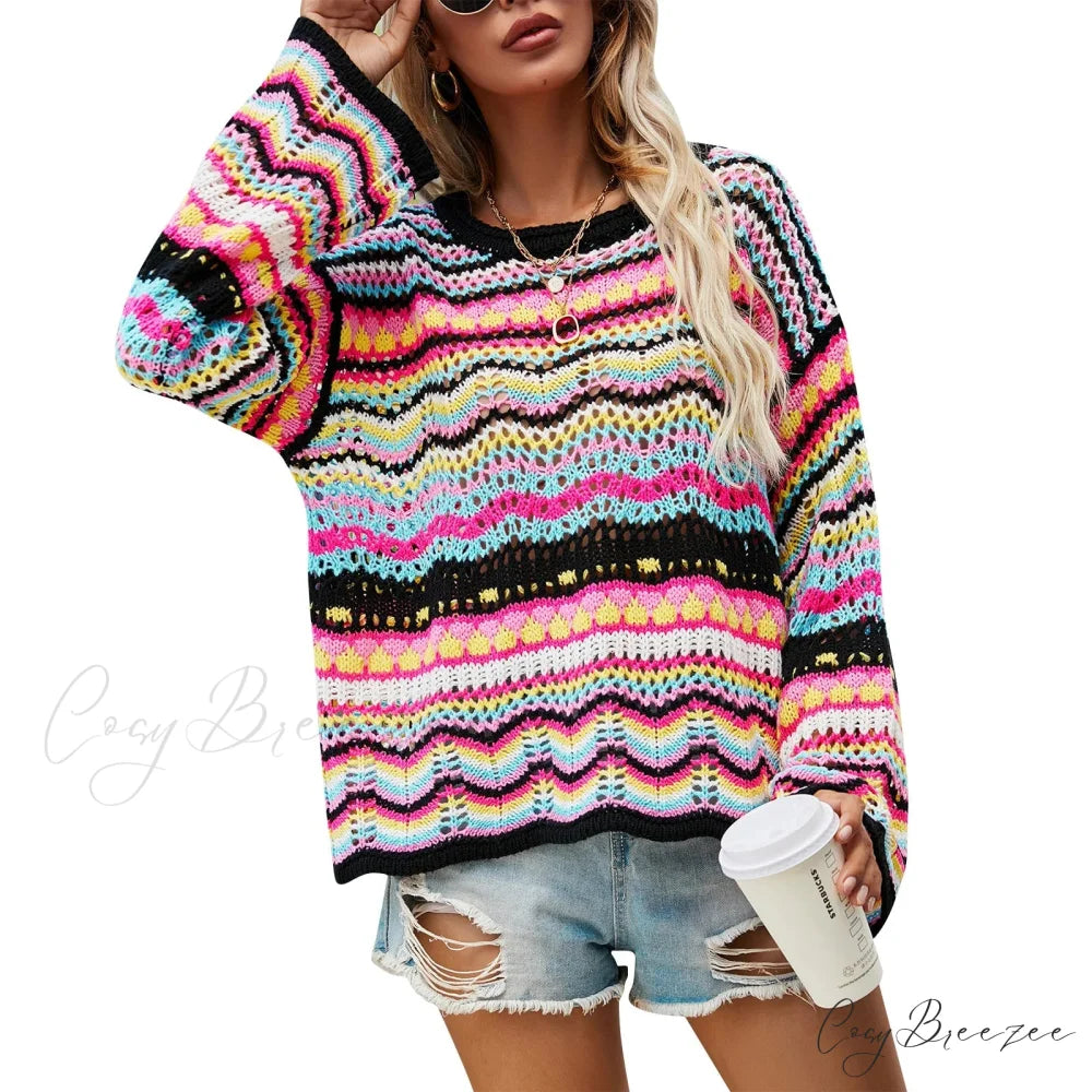 Vintage 90s Crochet Flared Sleeves Sweater swraters-241228