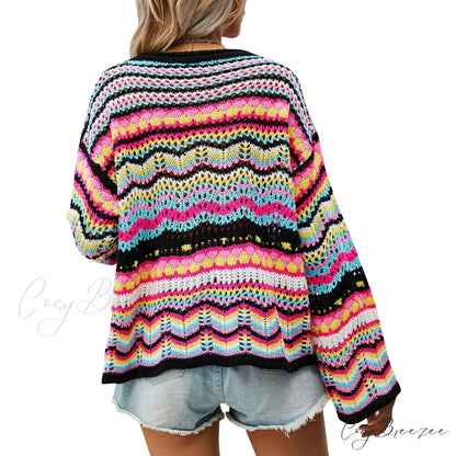 Vintage 90s Crochet Flared Sleeves Sweater swraters-241228
