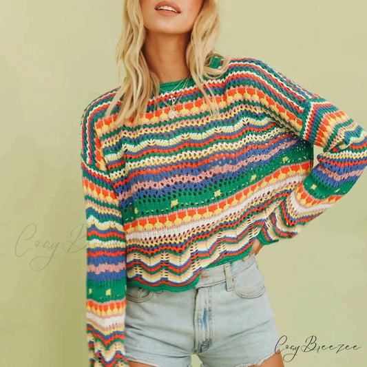 Vintage 90s Crochet Flared Sleeves Sweater swraters-241228