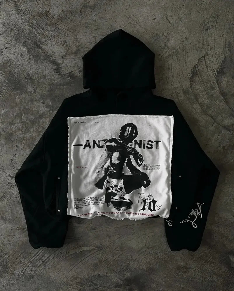 Vintage Black Zipper Hoodie black 3 / S hoodies-241228