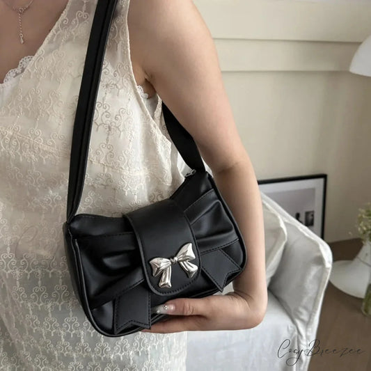 Vintage Bow PU Leather Business Shoulder Handbag shoulder-250126