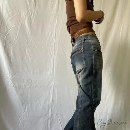 Vintage Brown Lace Patchwork Open Back Slim Fit Fairy Grunge Y2K Camis Crop Top croptop-250126