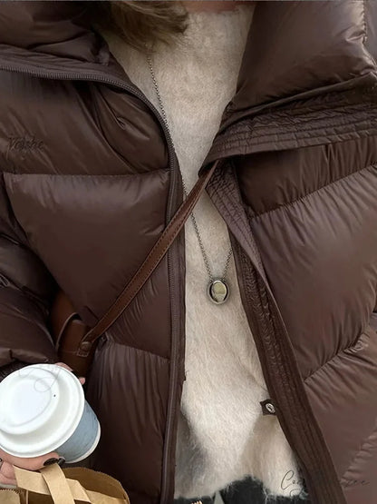 Vintage Brown Oversized Cotton Coat coats-241228