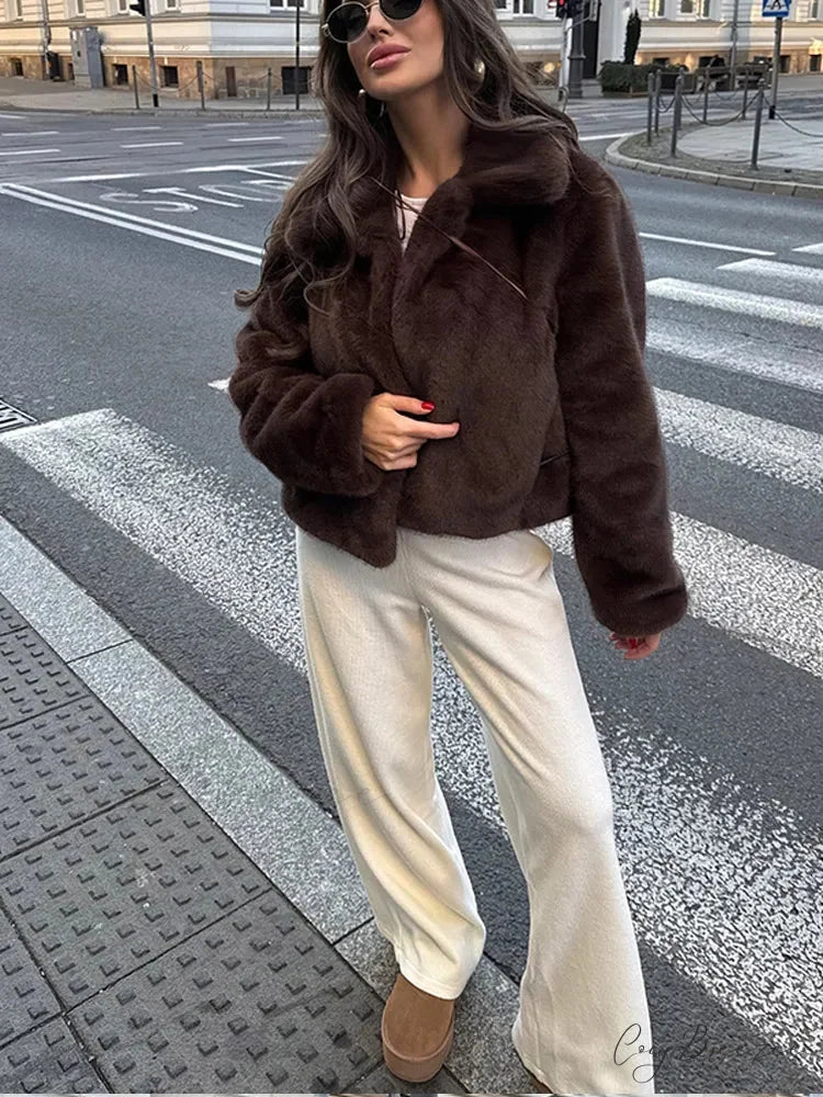 Vintage Brown Stand Collar Loose Coat Brown / S coats-241228