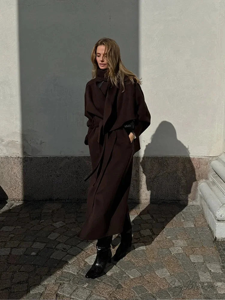 Vintage Brown Wool Mix Coat coats-241228